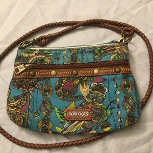Sakroots small shoulder bag with detachable woven strap, bright pattern